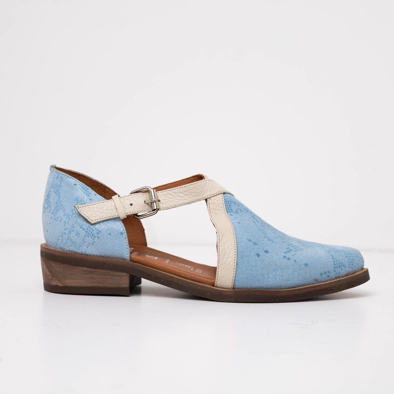 ZAPATO CUERO MUJER  RAULI CELESTE BEIGE - 1
