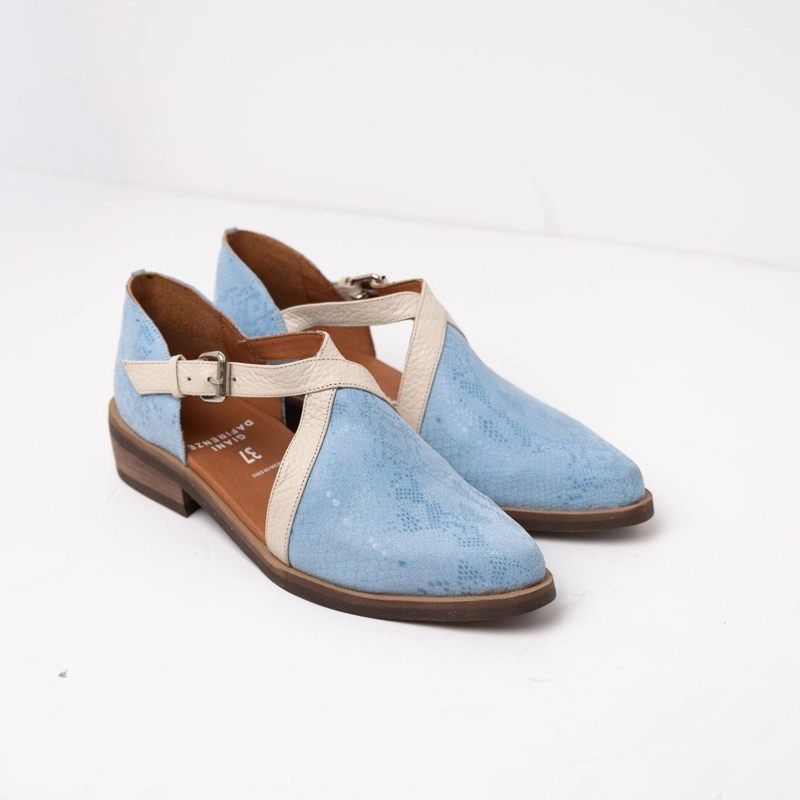 ZAPATO CUERO MUJER  RAULI CELESTE BEIGE - 2
