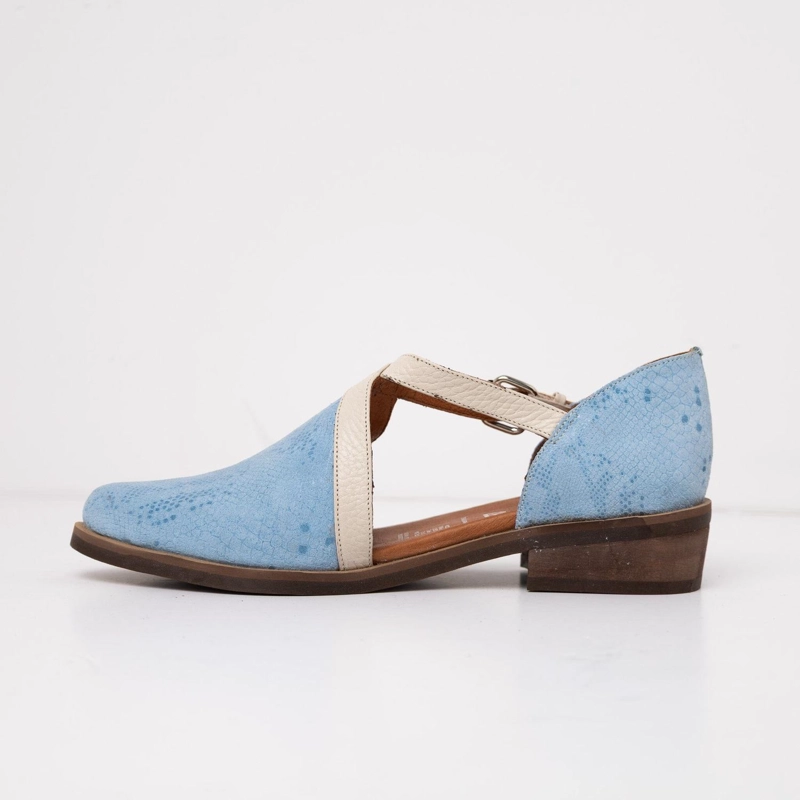 ZAPATO CUERO MUJER  RAULI CELESTE BEIGE - 3