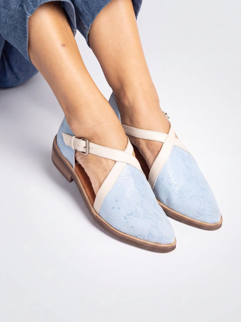 ZAPATO CUERO MUJER  RAULI CELESTE BEIGE - 4