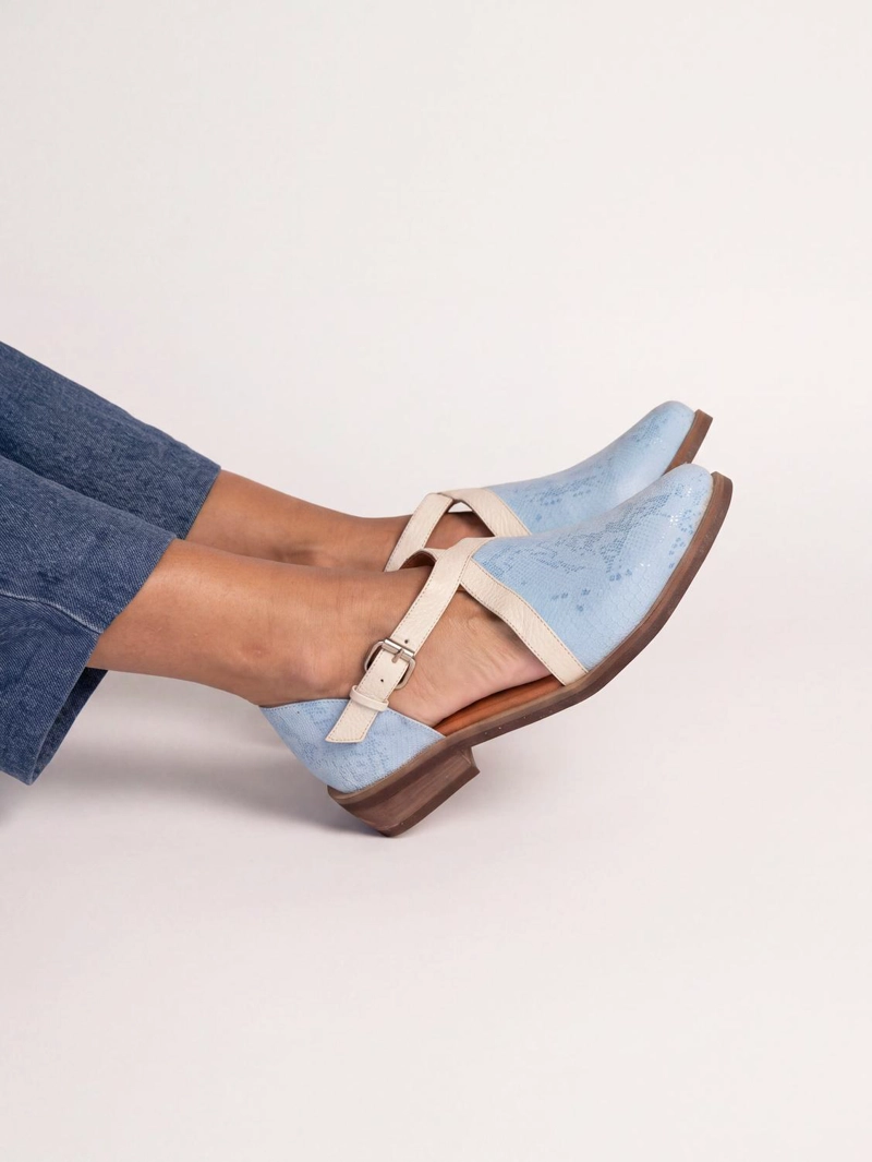 ZAPATO CUERO MUJER  RAULI CELESTE BEIGE - 5