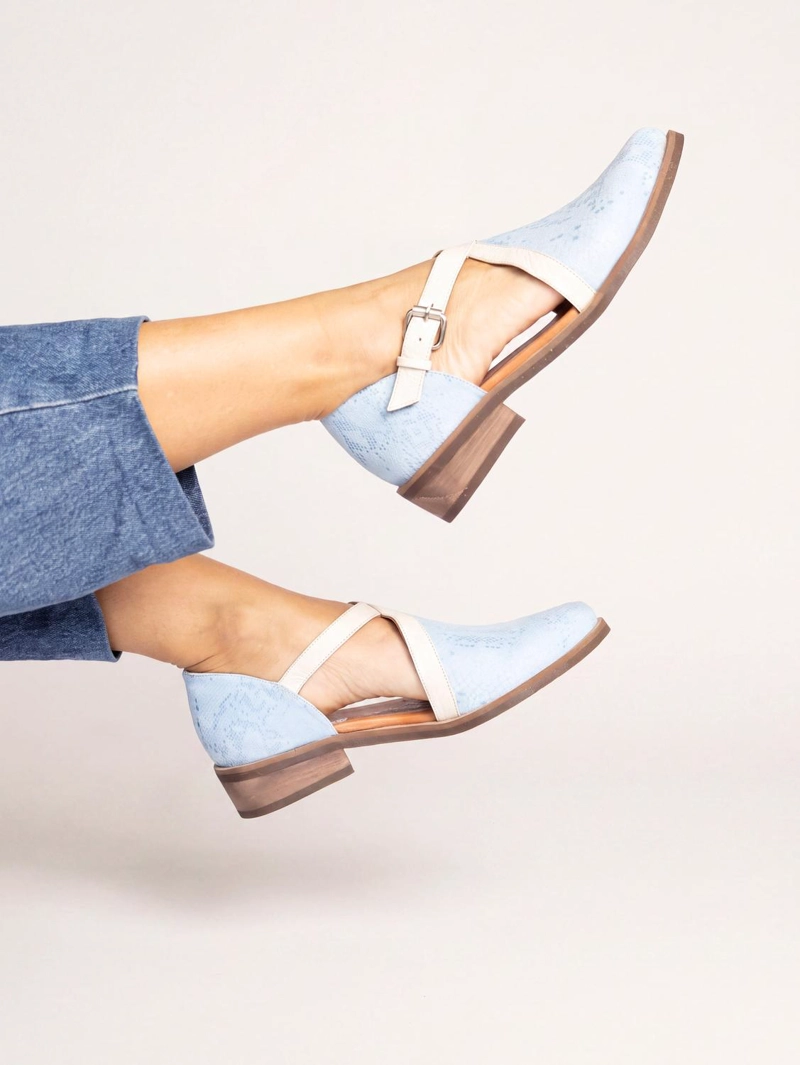 ZAPATO CUERO MUJER  RAULI CELESTE BEIGE - 8
