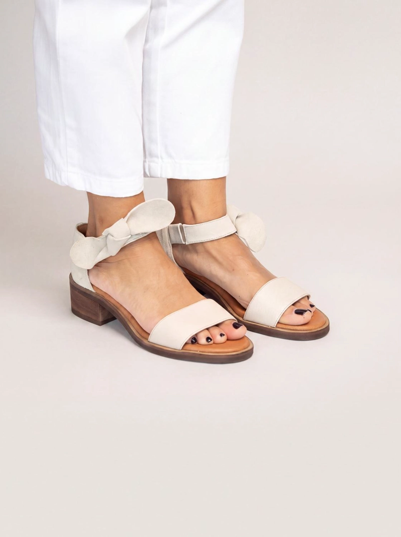 SANDALIA CUERO MUJER HALIETO BEIGE - 2