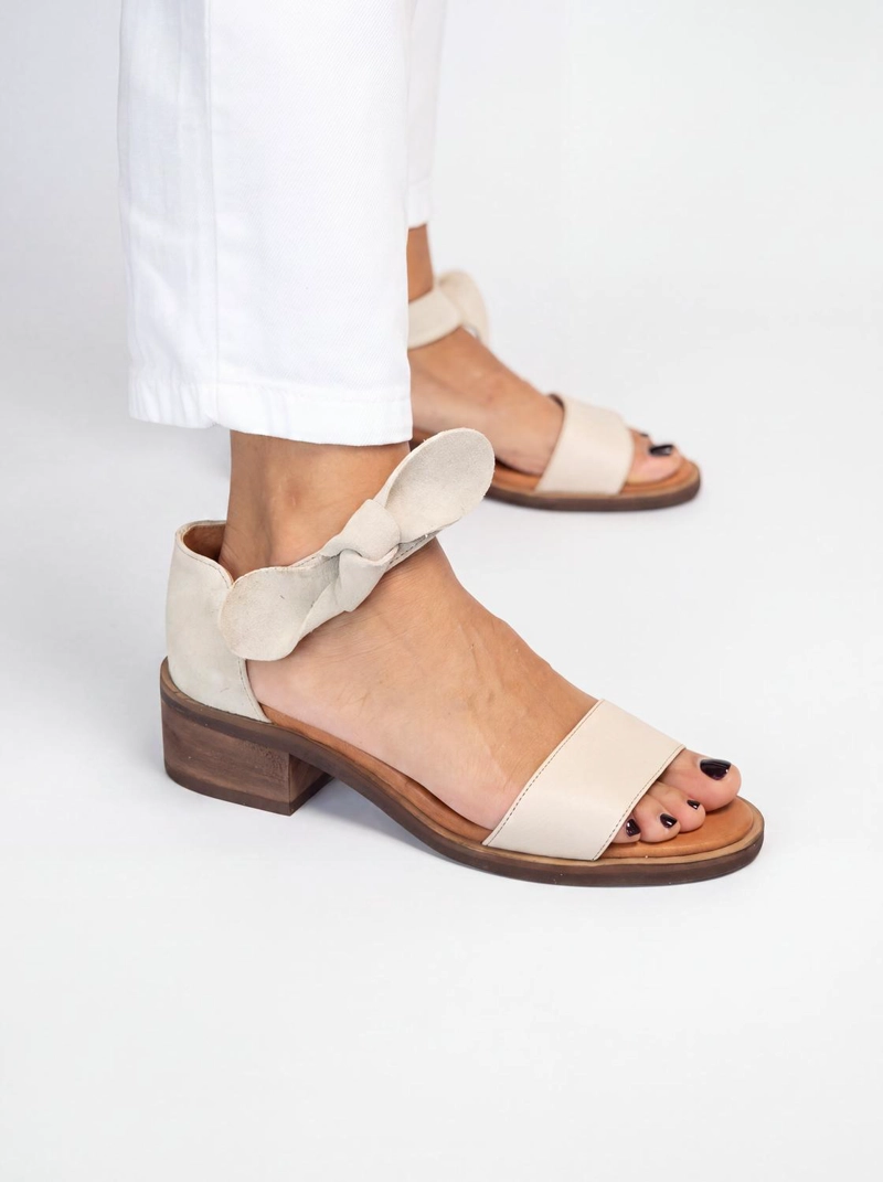 SANDALIA CUERO MUJER HALIETO BEIGE - 5