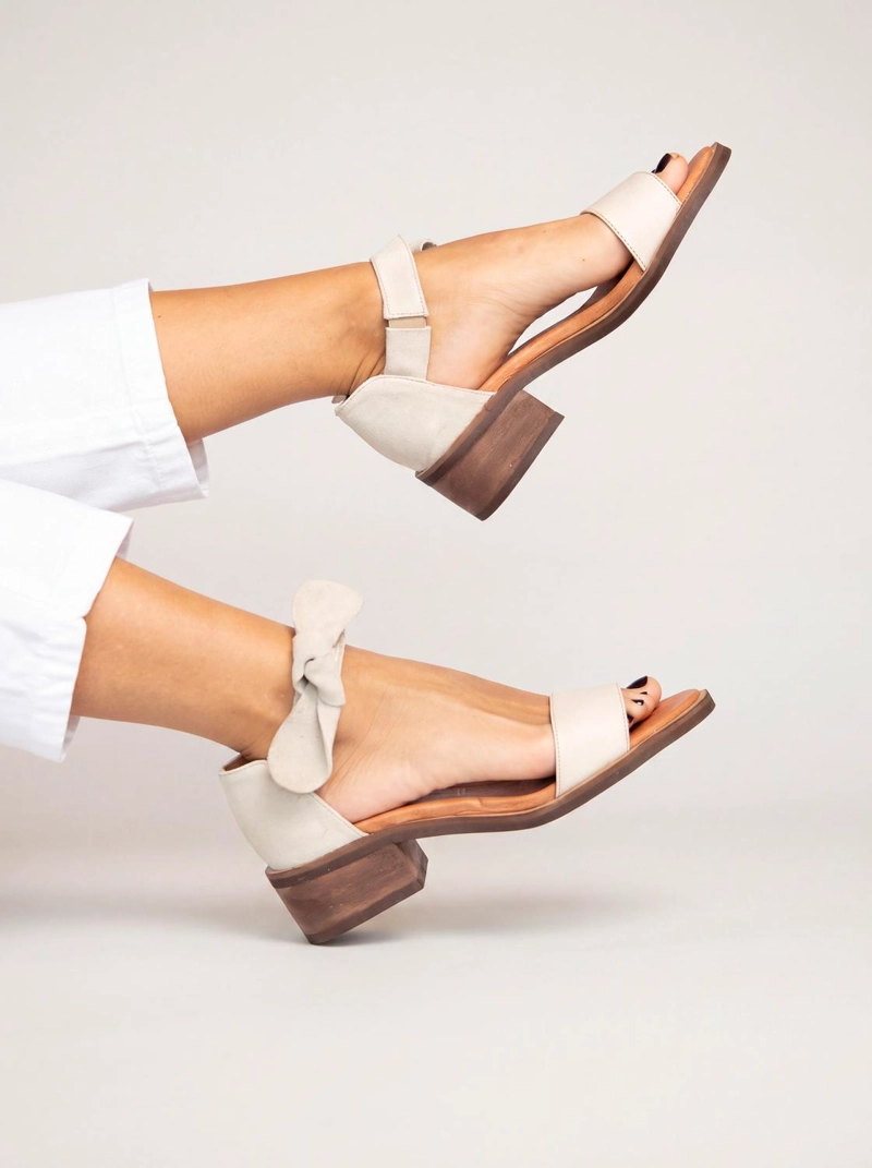 SANDALIA CUERO MUJER HALIETO BEIGE - 6