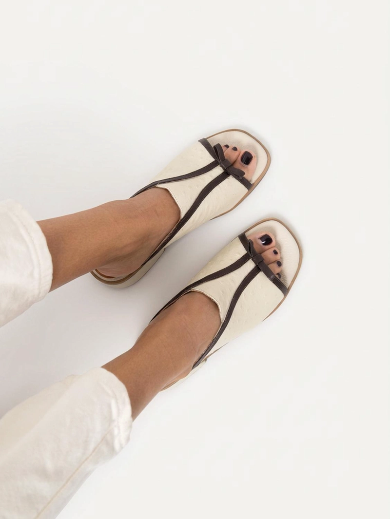 SANDALIA CUERO MUJER  ARENA BEIGE - 5