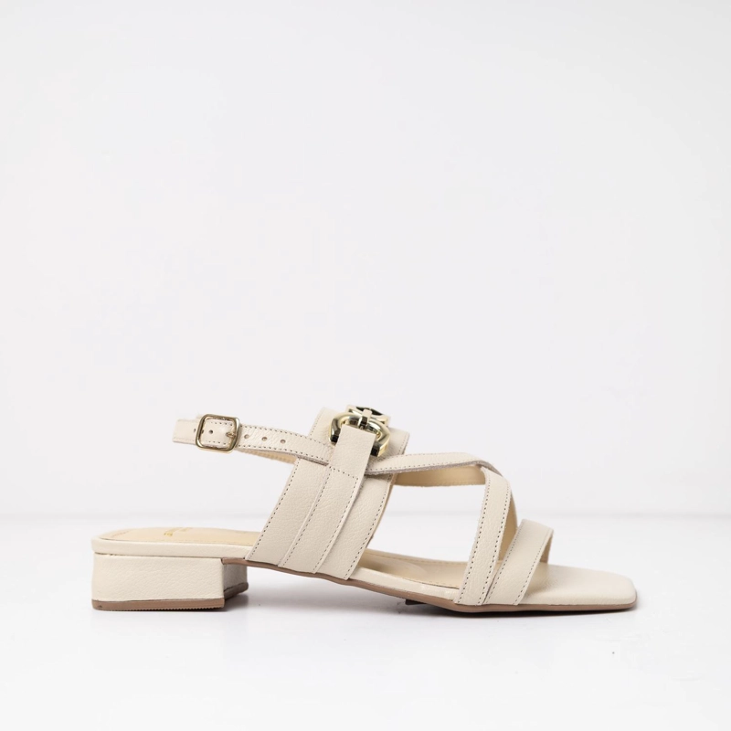 SANDALIA CUERO MUJER  RISCO BEIGE 40