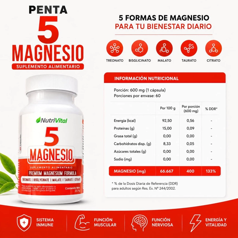 PENTA 5 MAGNESIO 60 CAPSULAS NUTRIVITAL - 3