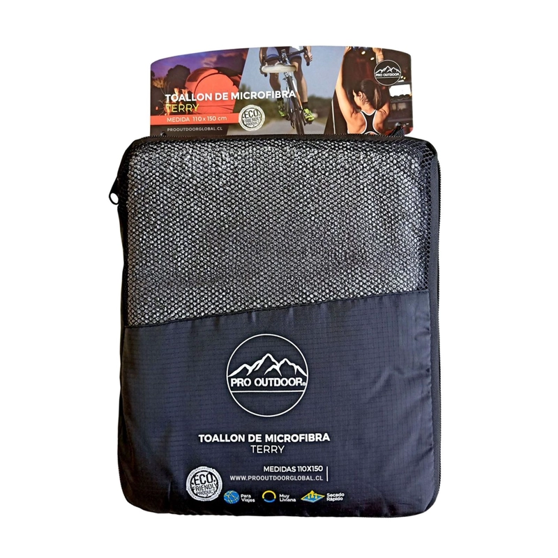 TOALLON PRO OUTDOOR MICROFIBRA TERRY GRIS - 2