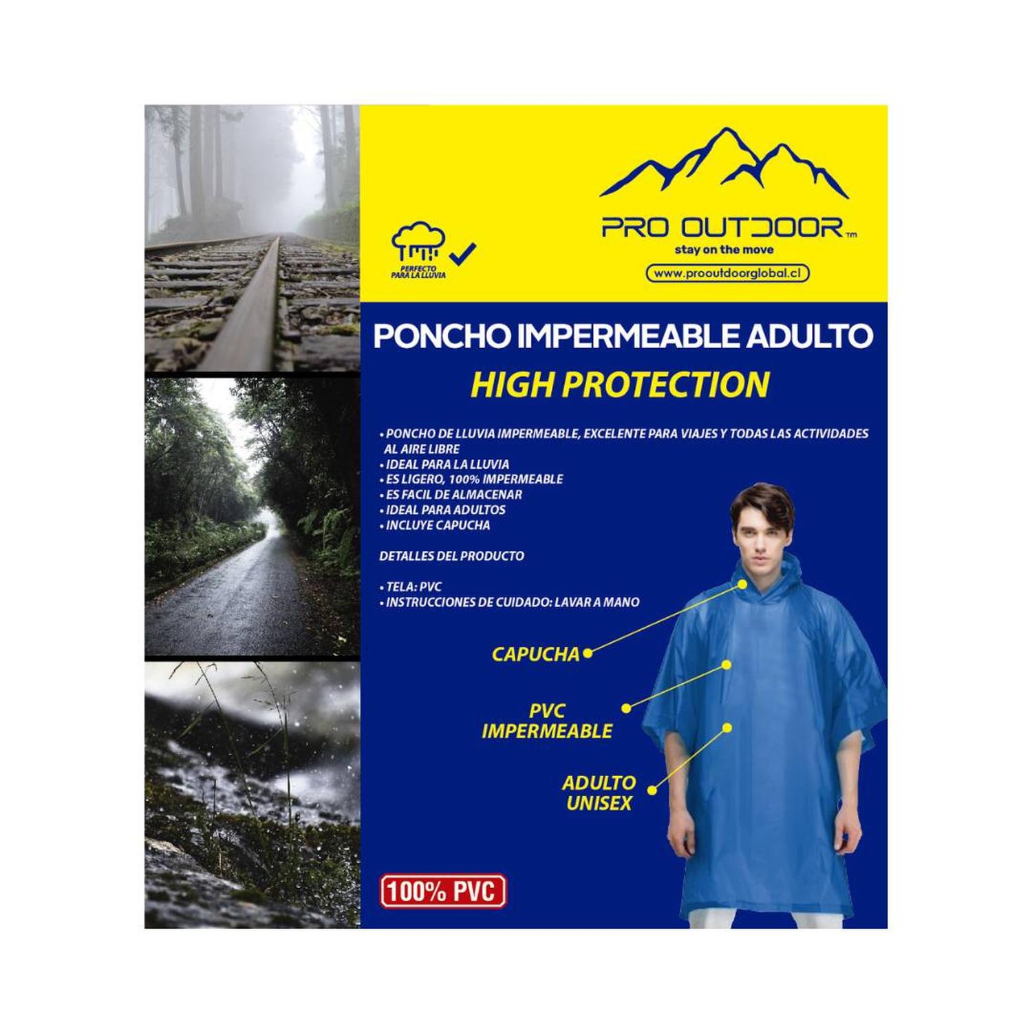 PONCHO PARA LLUVIA PRO OUTDOOR IMPERMEABLE - 4