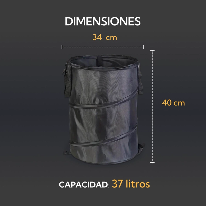 BASURERO PRO OUTDOOR PLEGABLE NEGRO - 6