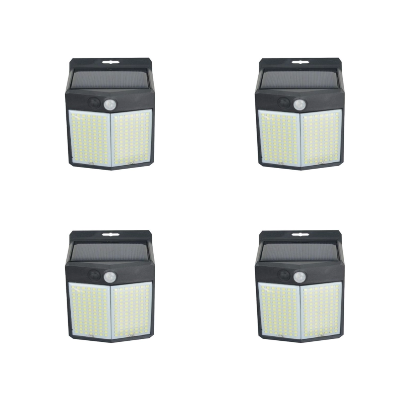 PACK 4 APLIQUE PRO OUTDOOR 196 LED SOLAR CONTRA AGUA - 1