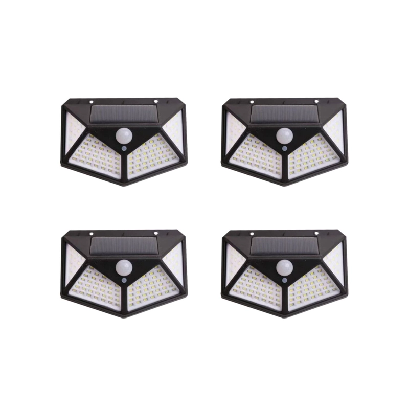 PACK 4 APLIQUE TRIANGULAR 100 LED SOLAR CONTRA AGUA - 1
