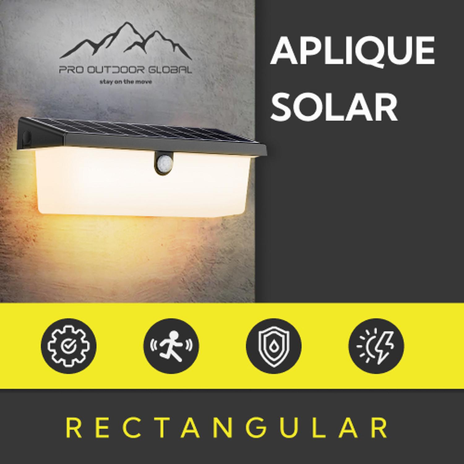 APLIQUE PRO OUTDOOR SOLAR RECTANGULAR CONTRA AGUA CON SENSOR MOVIMIENTO - 2