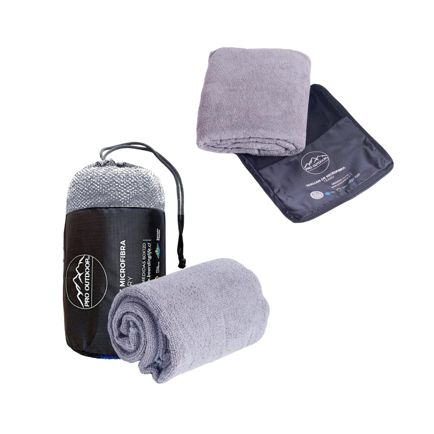 PACK TOALLA Y TOALLA XL MICROFIBRA TERRY GRIS - 1
