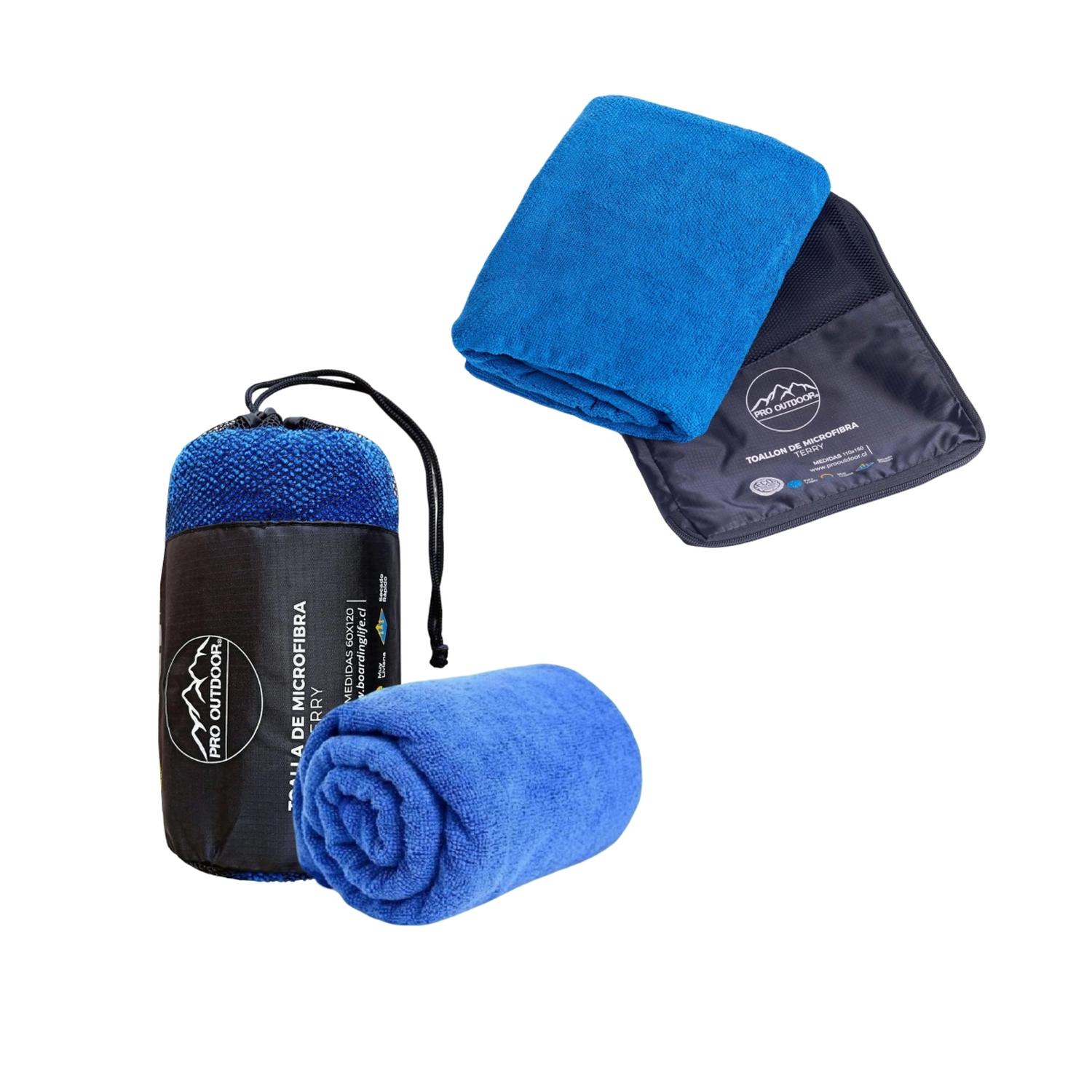 PACK TOALLON Y TOALLA MICROFIBRA TERRY AZUL PRO OUTDOOR - 1