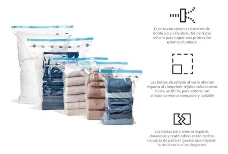 BOLSAS AL VACIO PARA ROPA SET 12 + BOMBA - 8