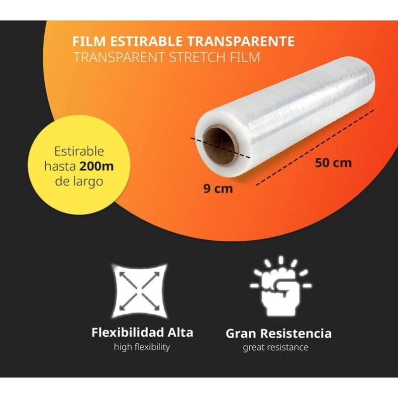 ROLLO DE FILM EMBALAJE TRANSPARENTE PLASTICO STRETCH PALETIZADOR ALUSA - 6