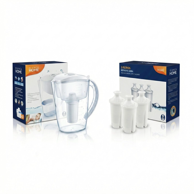 JARRA PURIFICADORA DE AGUA 3,8 LITROS + 3 REPUESTOS FILTROS - 1