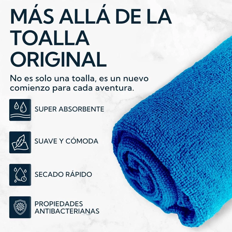 TOALLA EXTRA GRANDE MICROFIBRA TERRY AZUL 2 UNIDADES - 5