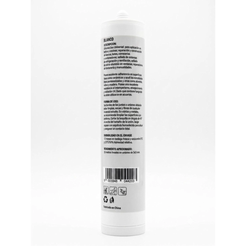SILICONA UNIVERSAL BLANCA 280ML BAÑO Y COCINA CON FUNGICIDA - 2