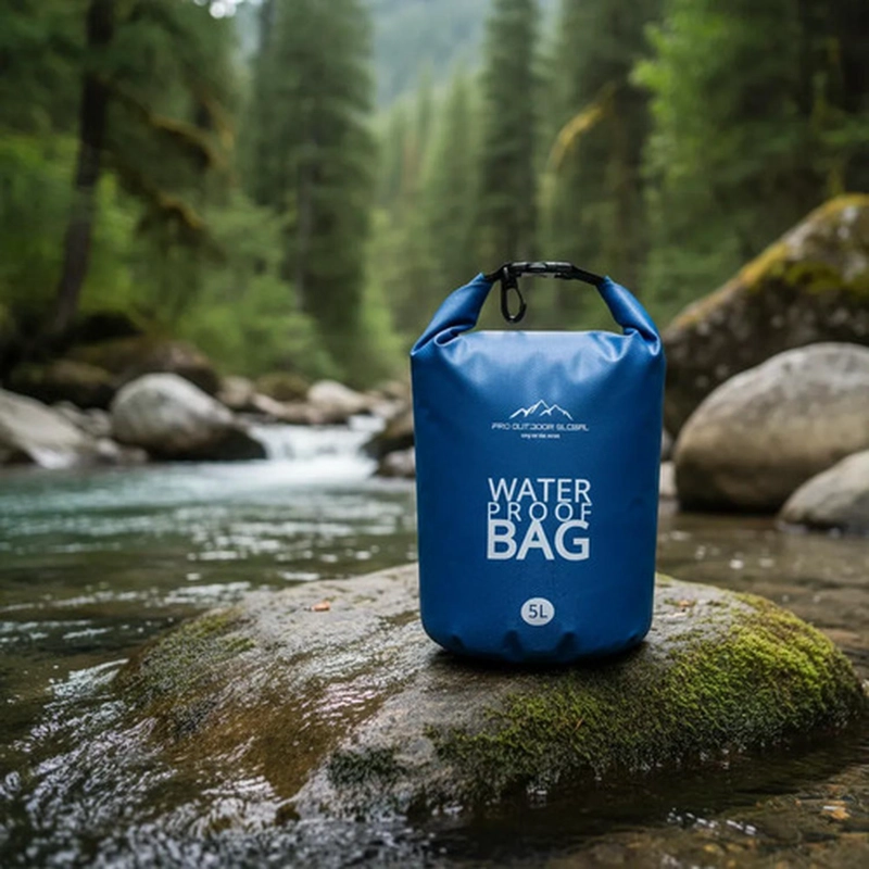 BOLSA SECA CONTRA AGUA IMPERMEABLE FLOTANTE OUTDOOR CAMPING KAYAK 5L AZUL - 2