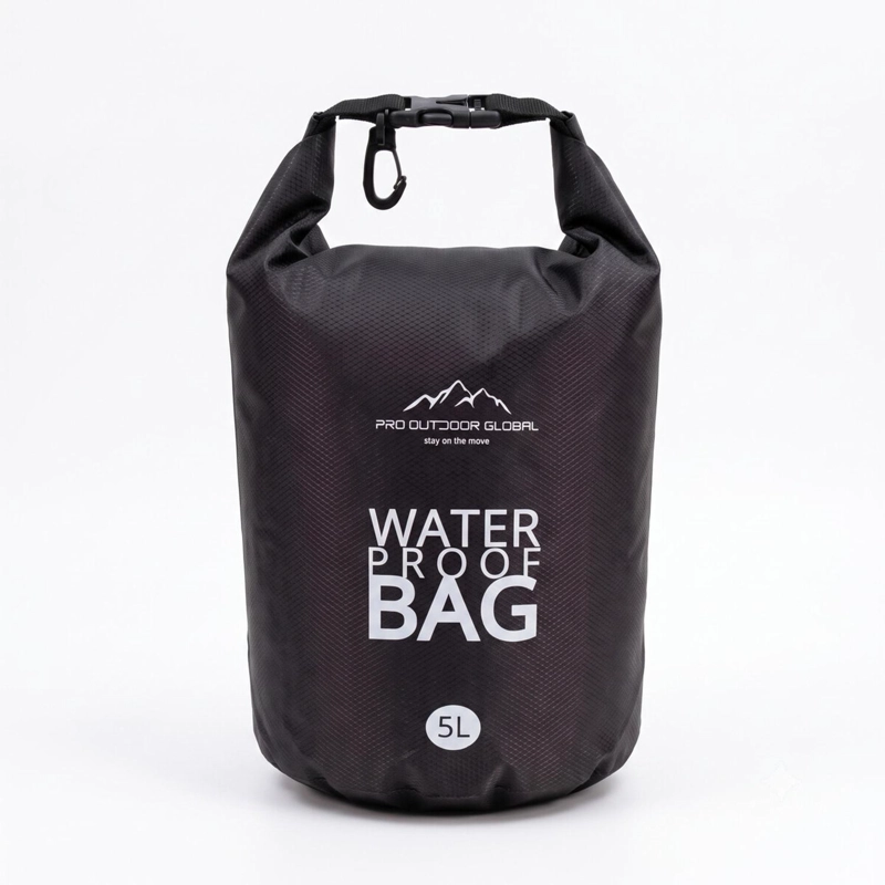 BOLSA SECA CONTRA AGUA IMPERMEABLE FLOTANTE OUTDOOR CAMPING KAYAK 5L NEGRA - 1