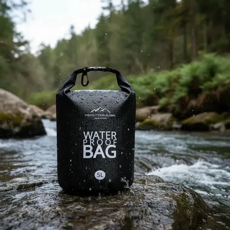 BOLSA SECA CONTRA AGUA IMPERMEABLE FLOTANTE OUTDOOR CAMPING KAYAK 5L NEGRA - 2