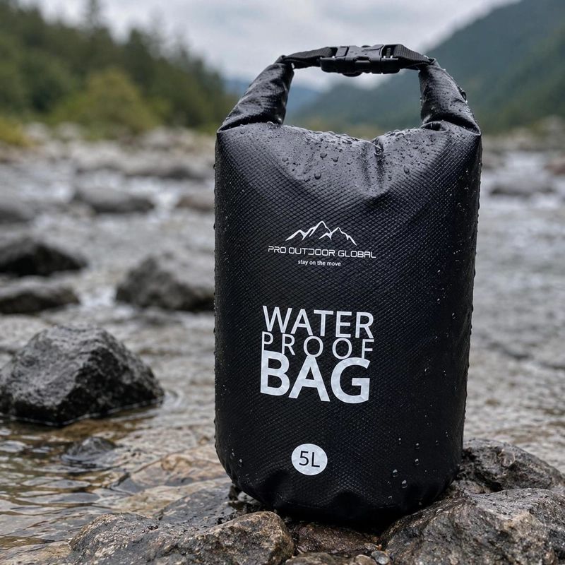 BOLSA SECA CONTRA AGUA IMPERMEABLE FLOTANTE OUTDOOR CAMPING KAYAK 5L NEGRA - 4