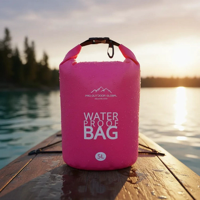 BOLSA SECA CONTRA AGUA IMPERMEABLE FLOTANTE OUTDOOR CAMPING KAYAK 5L ROSADA - 2