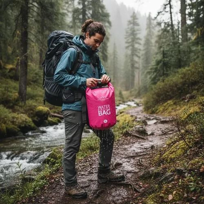 BOLSA SECA CONTRA AGUA IMPERMEABLE FLOTANTE OUTDOOR CAMPING KAYAK 5L ROSADA - 3