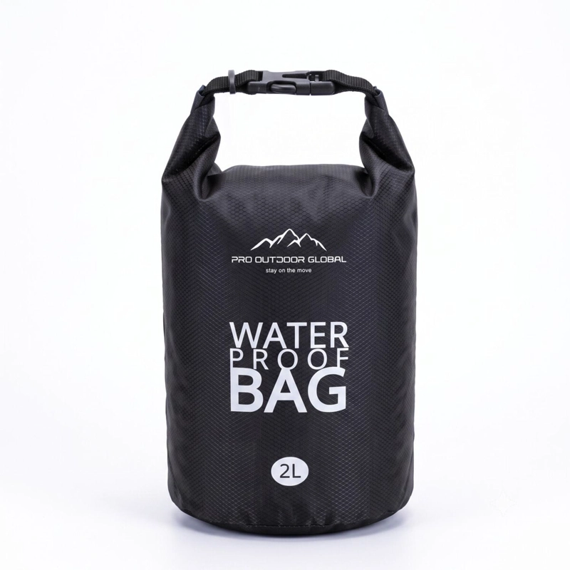 BOLSA SECA CONTRA AGUA IMPERMEABLE FLOTANTE OUTDOOR CAMPING KAYAK 2L NEGRA - 1