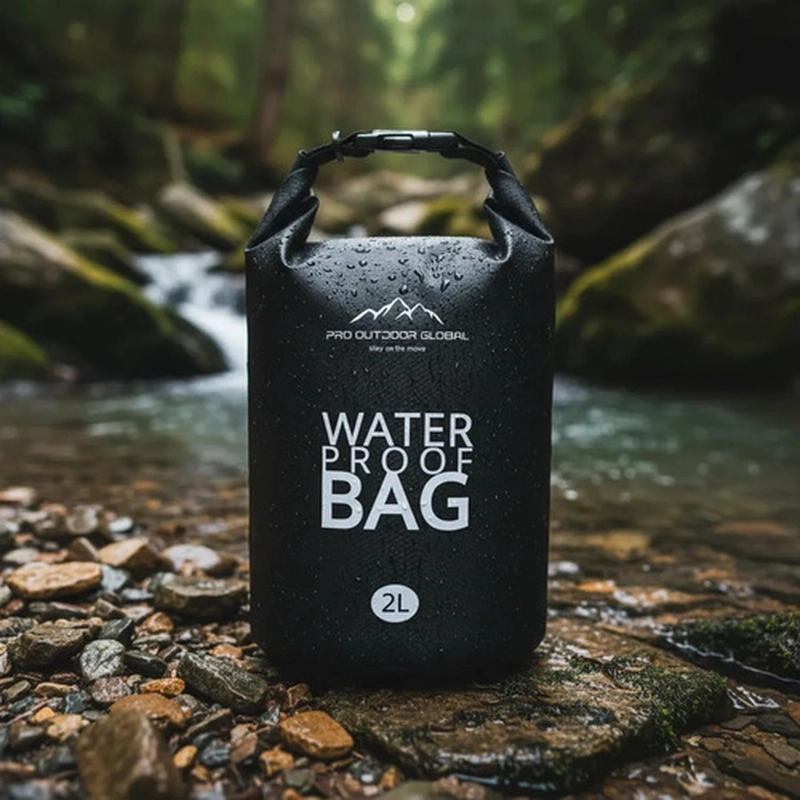 BOLSA SECA CONTRA AGUA IMPERMEABLE FLOTANTE OUTDOOR CAMPING KAYAK 2L NEGRA - 2