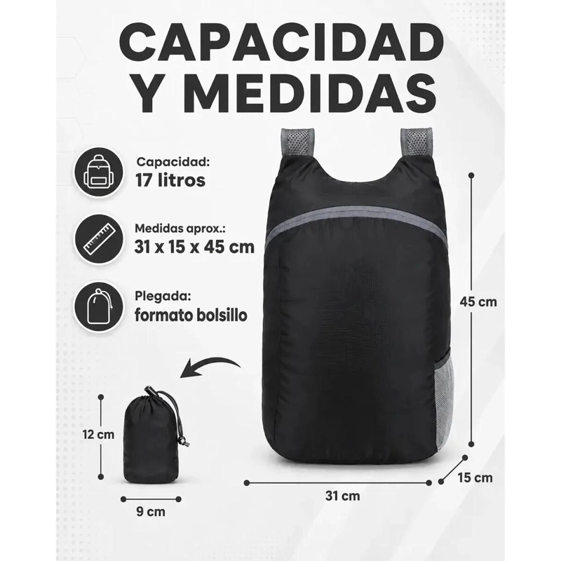 MOCHILA ULTRA COMPACTA IMPERMEABLE 17 LTS - 6