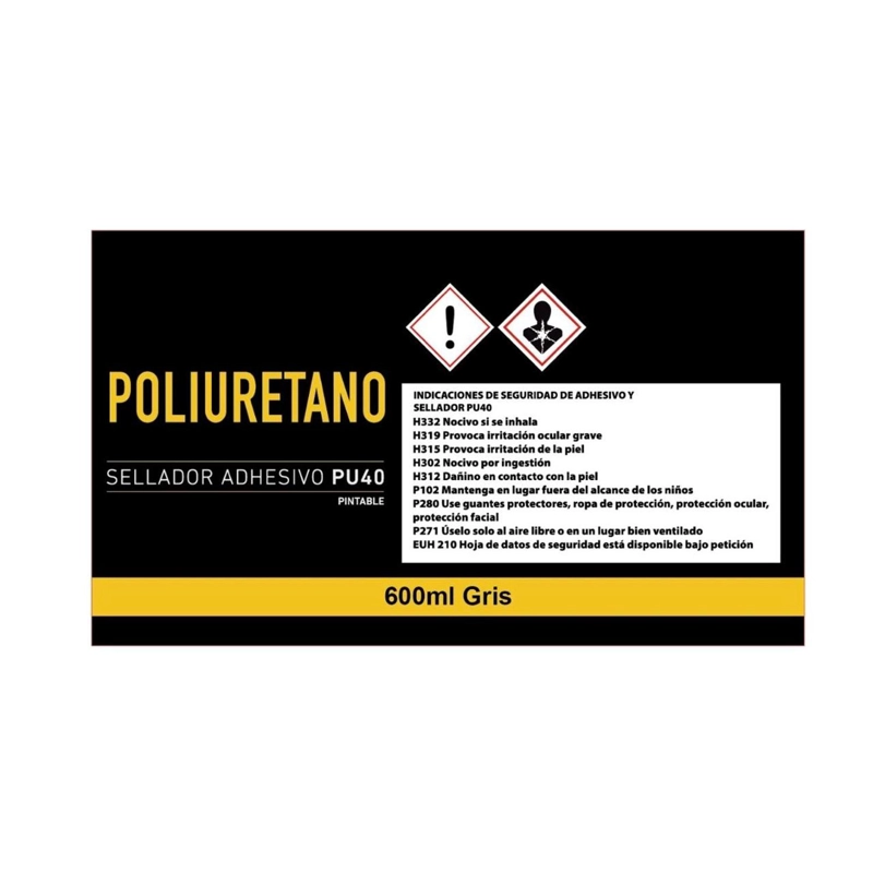SELLADOR Y ADHESIVO POLIURETANO PU 40 600 ML PINTABLE GRIS - 3