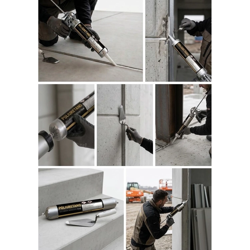 SELLADOR Y ADHESIVO POLIURETANO PU 40 600 ML PINTABLE GRIS - 4