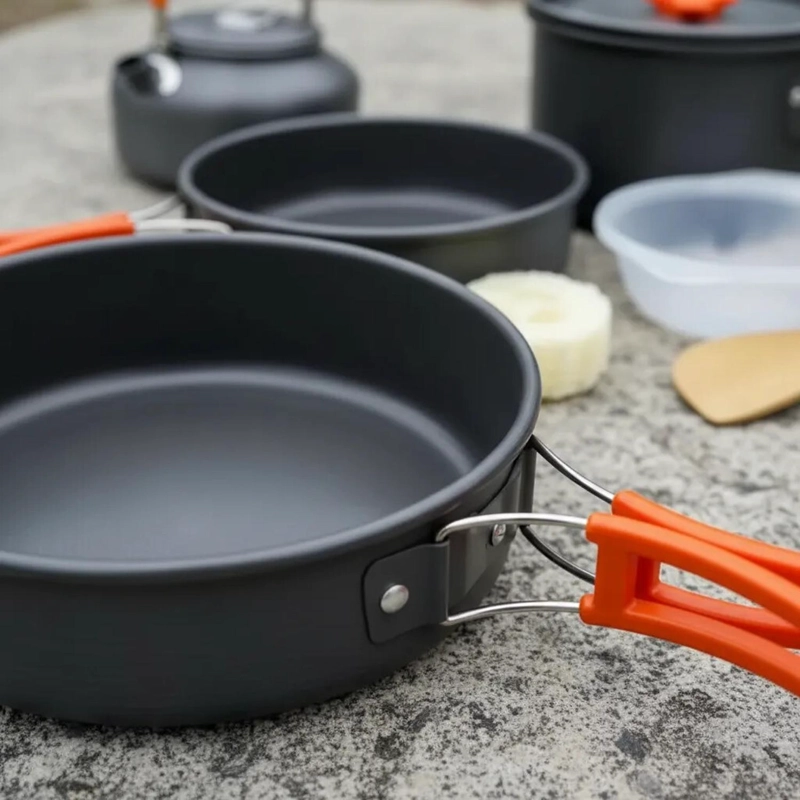 SET OLLAS CAMPING 10 PIEZAS ALUMINIO COCINA PORTATIL - 6