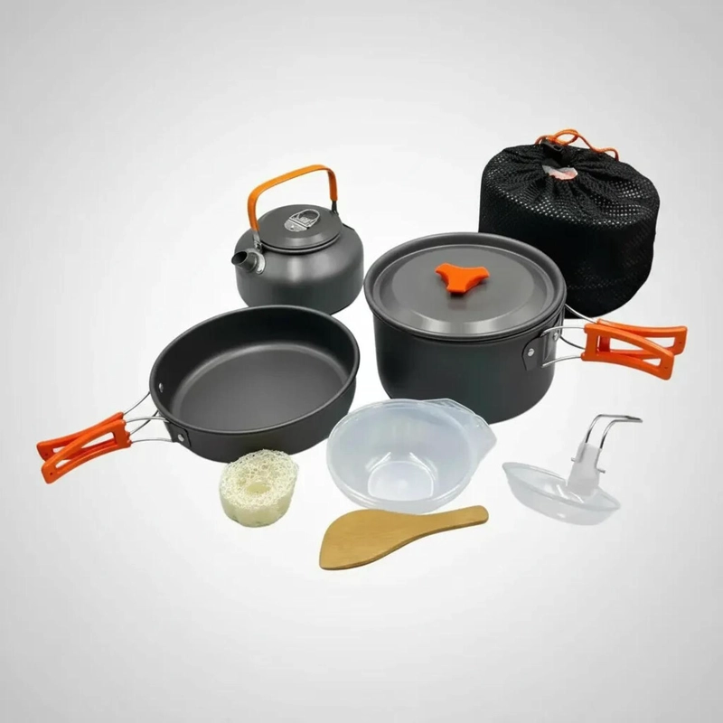 SET OLLAS CAMPING 10 PIEZAS ALUMINIO COCINA PORTATIL - 7