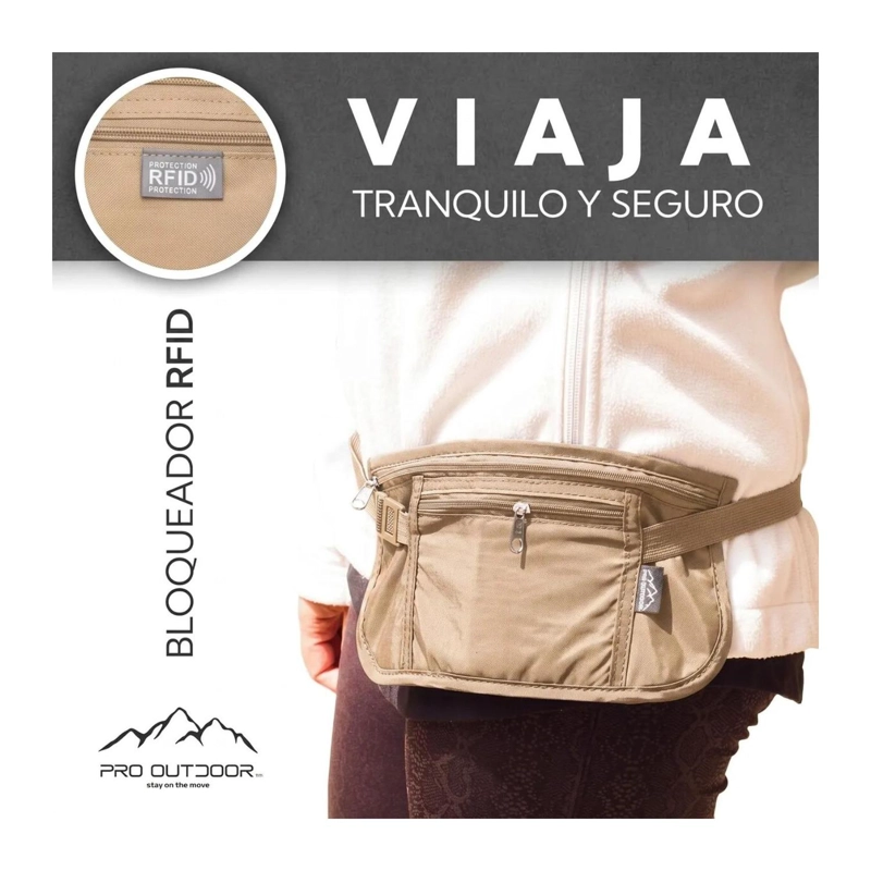 PACK 2 BANANO RIÑONERA DE VIAJE ANTIRROBO PRO OUTDOOR BEIGE - 3