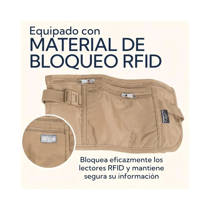 PACK 2 BANANO RIÑONERA DE VIAJE ANTIRROBO PRO OUTDOOR BEIGE - 7