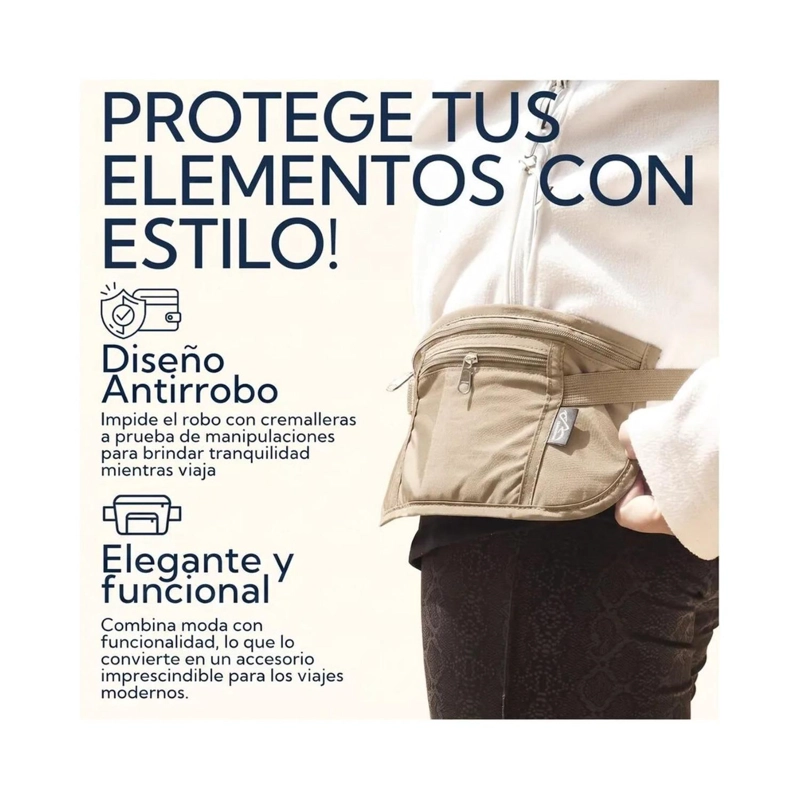 PACK 2 BANANO RIÑONERA DE VIAJE ANTIRROBO PRO OUTDOOR BEIGE - 8