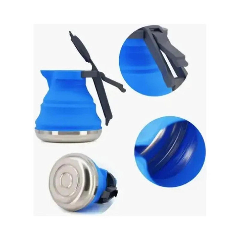 HAMACA COMPACTA NEGRA + TETERA PLEGABLE AZUL KIT CAMPING - 7