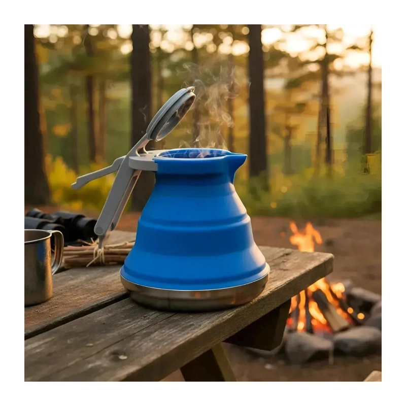 HAMACA COMPACTA NEGRA + TETERA PLEGABLE AZUL KIT CAMPING - 9