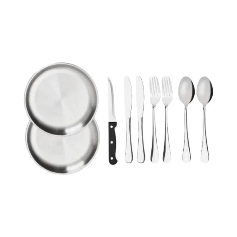 HAMACA COMPACTA VERDE + SET PICNIC CUBIERTOS KIT CAMPING - 7