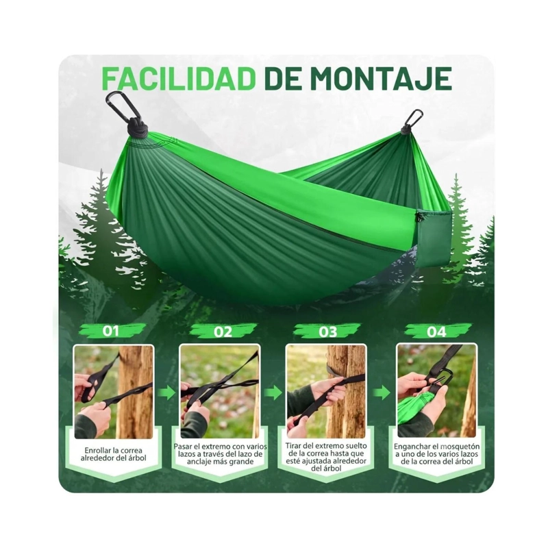 HAMACA COMPACTA VERDE + TETERA PLEGABLE AZUL KIT CAMPING - 4
