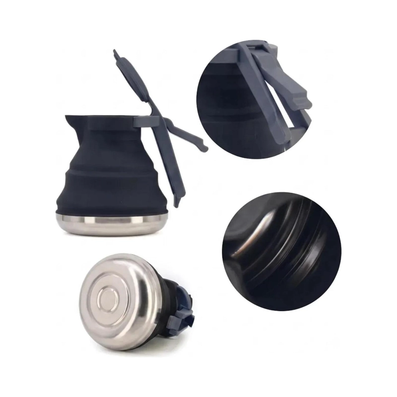 HAMACA COMPACTA AZUL + TETERA PLEGABLE NEGRA KIT CAMPING - 8