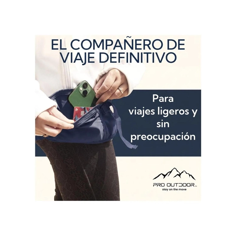 PACK 2 BANANO RIÑONERA DE VIAJE ANTIRROBO PRO OUTDOOR AZUL - 3