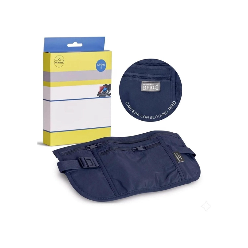 PACK 2 BANANO RIÑONERA DE VIAJE ANTIRROBO PRO OUTDOOR AZUL - 5
