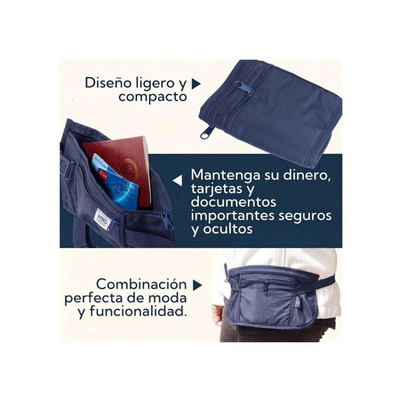 PACK 2 BANANO RIÑONERA DE VIAJE ANTIRROBO PRO OUTDOOR AZUL - 7