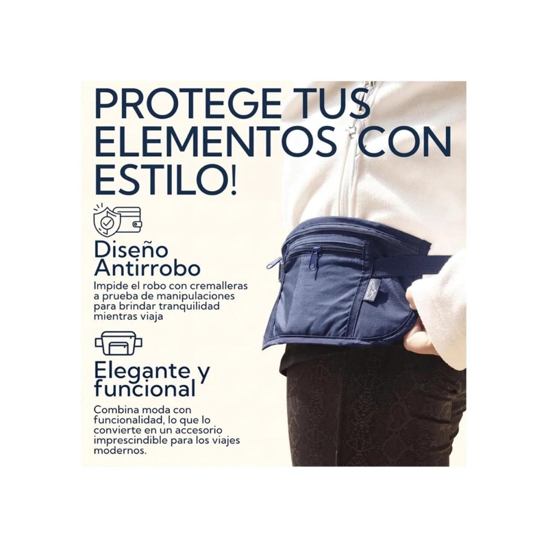 PACK 2 BANANO RIÑONERA DE VIAJE ANTIRROBO PRO OUTDOOR AZUL - 9